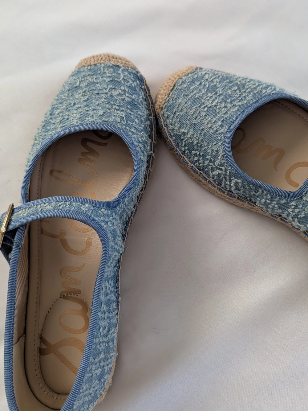 Sam Edelman Denim Blue Mary Jane Espadrille Flats with Buckle